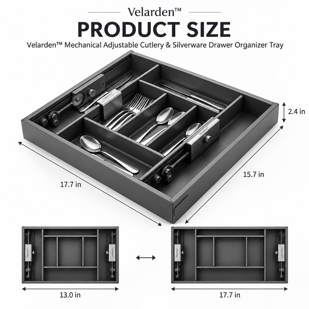 FlexGrid™ Cutlery Drawer Organizer — Product Dimensions