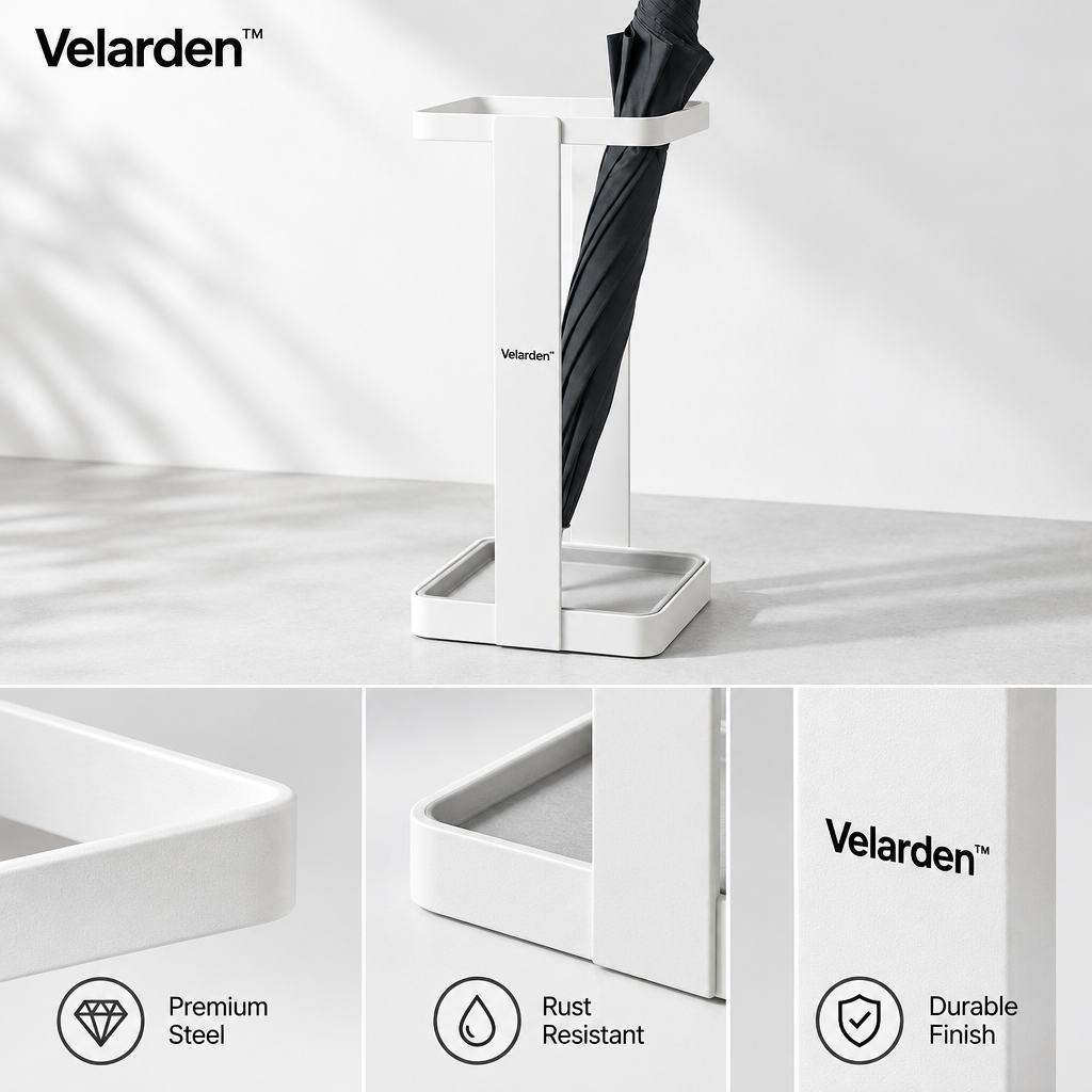 Arc™ Umbrella Stand with Drip Tray — Materials & Structure