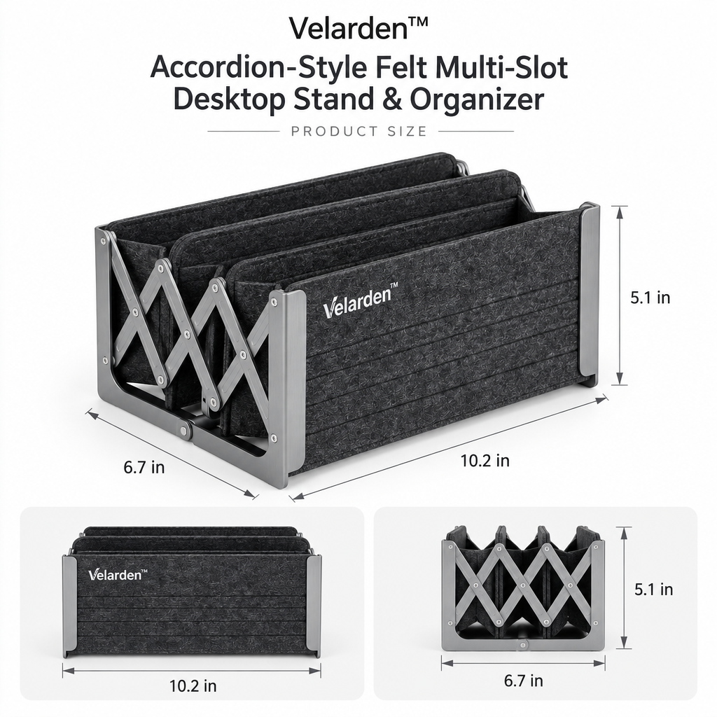 Accordion Felt Desktop Stand — Product Dimensions