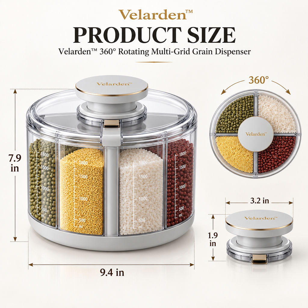 360° Rotating Grain Dispenser — Product Dimensions