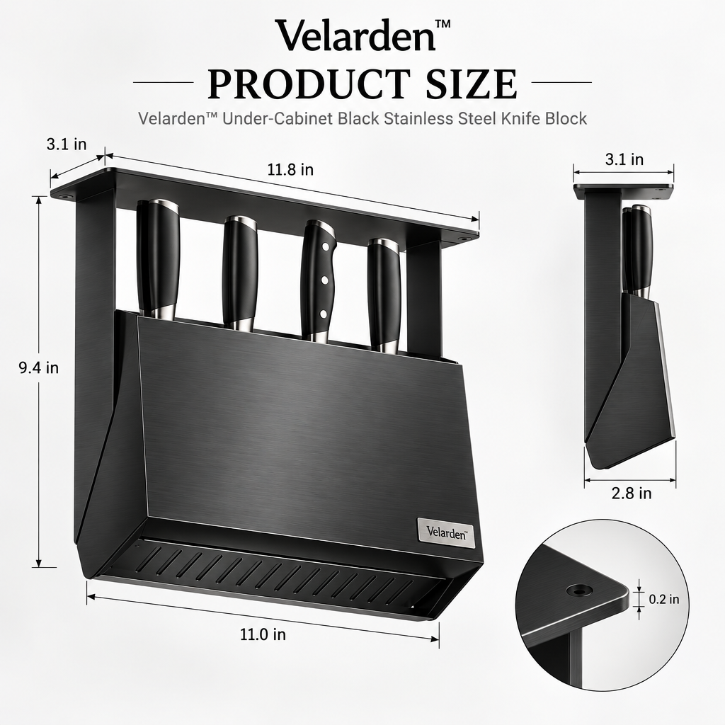 UnderCabinet Knife Dock — Product Dimensions