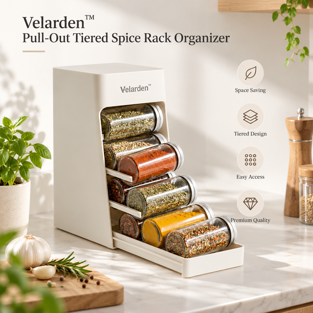 Pull-Out Tiered Spice Rack — Brand Hero Image