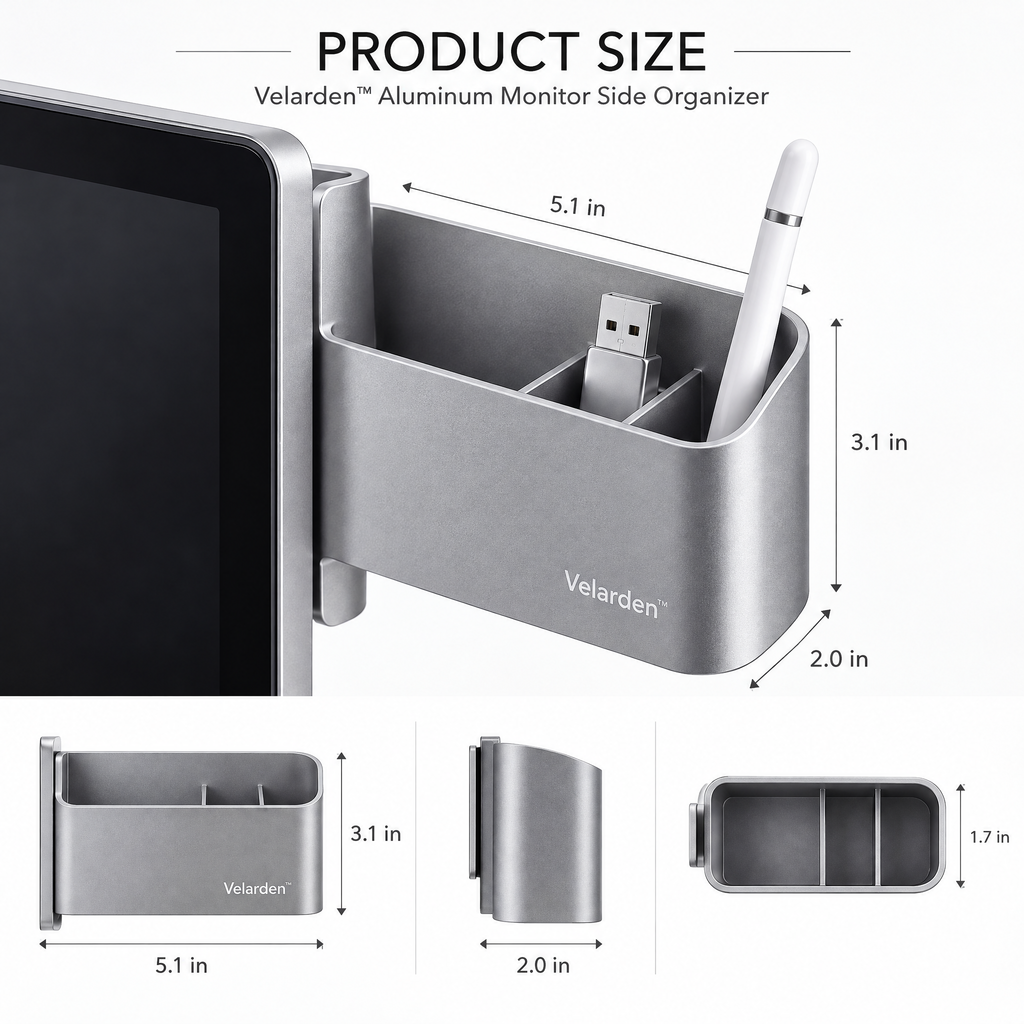 MonitorMate™ Side Organizer — Product Dimensions